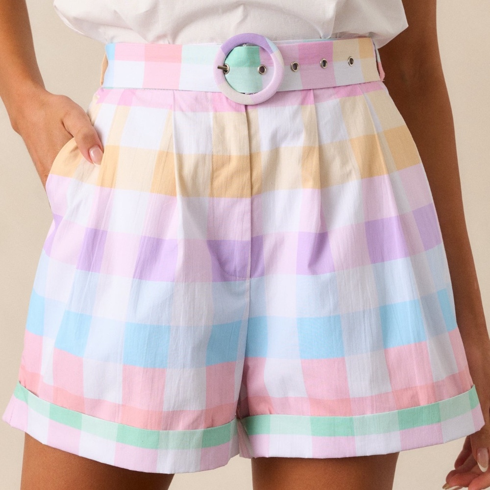 Red Dress Alston Easter Soiree Plaid Cotton Cuffed Shorts Size SS / Pink